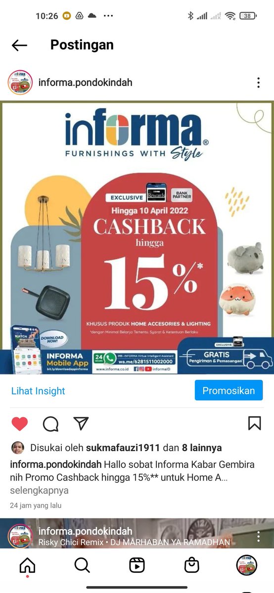 Informa_PI's tweet photo. Hai sobat informa ada kabar gembira cashback hingga 15% diperpanjang nih hingga 10 April 2022 jangan sampai kelewatan yuk ke informa arteri pondok indah😊 https://t.co/xRWVzzsbdy