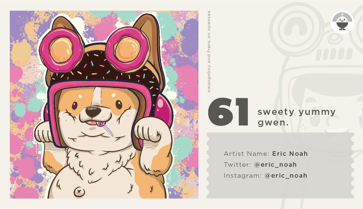 GM Frens #NFTartist #61 in "owangeboy and frens" #NFTcollection is <a href="/eric_noah/">Eric Christian</a> "sweety yummy gwen"
Will drop 6th series (12 artists) Friday, April 8th - 21:00 Jakarta time (GMT+7)
opensea.io/collection/owa…
#owangeteam #opensea #NFTS
RT much appreciated #NFTCommunity
