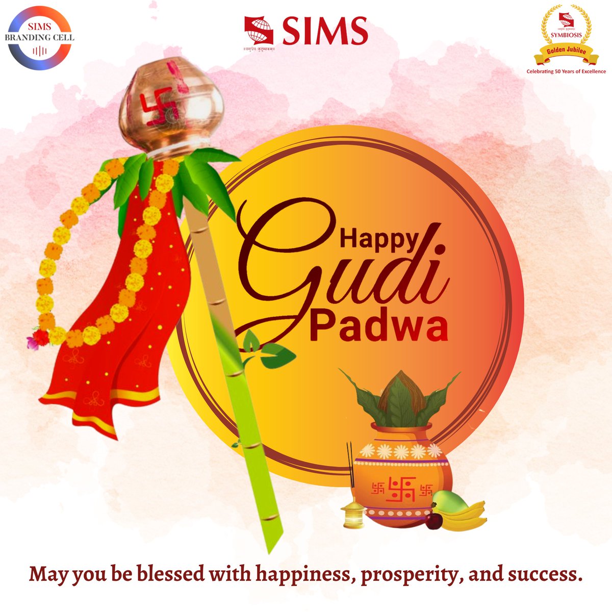 PuneSIMS's tweet photo. On this auspicious day of Gudi Padwa, may you be endowed with happiness, prosperity and success. Happy Gudi Padwa to you.
#sims #simspune #siu #simswayoflife #makeadifference #mba #explorepage #festival #celebration #gudipadwa #ugadi #newyear 
@symbiosistweets @director_sims https://t.co/O8bPkwAH1O