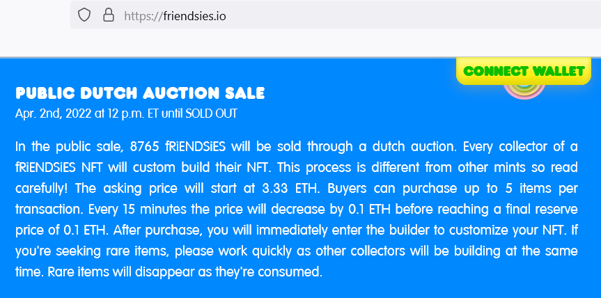 NFTethics's tweet photo. Quite a few people have messaged us about our opinion of @fRiENDSiES_Ai and their Dutch Auction later today that could bring in over $100 million USD. They are afraid to speak out because this project is "shilled" by many big influencers. We will do a thread on this later today. https://t.co/goxQ1vnpsV