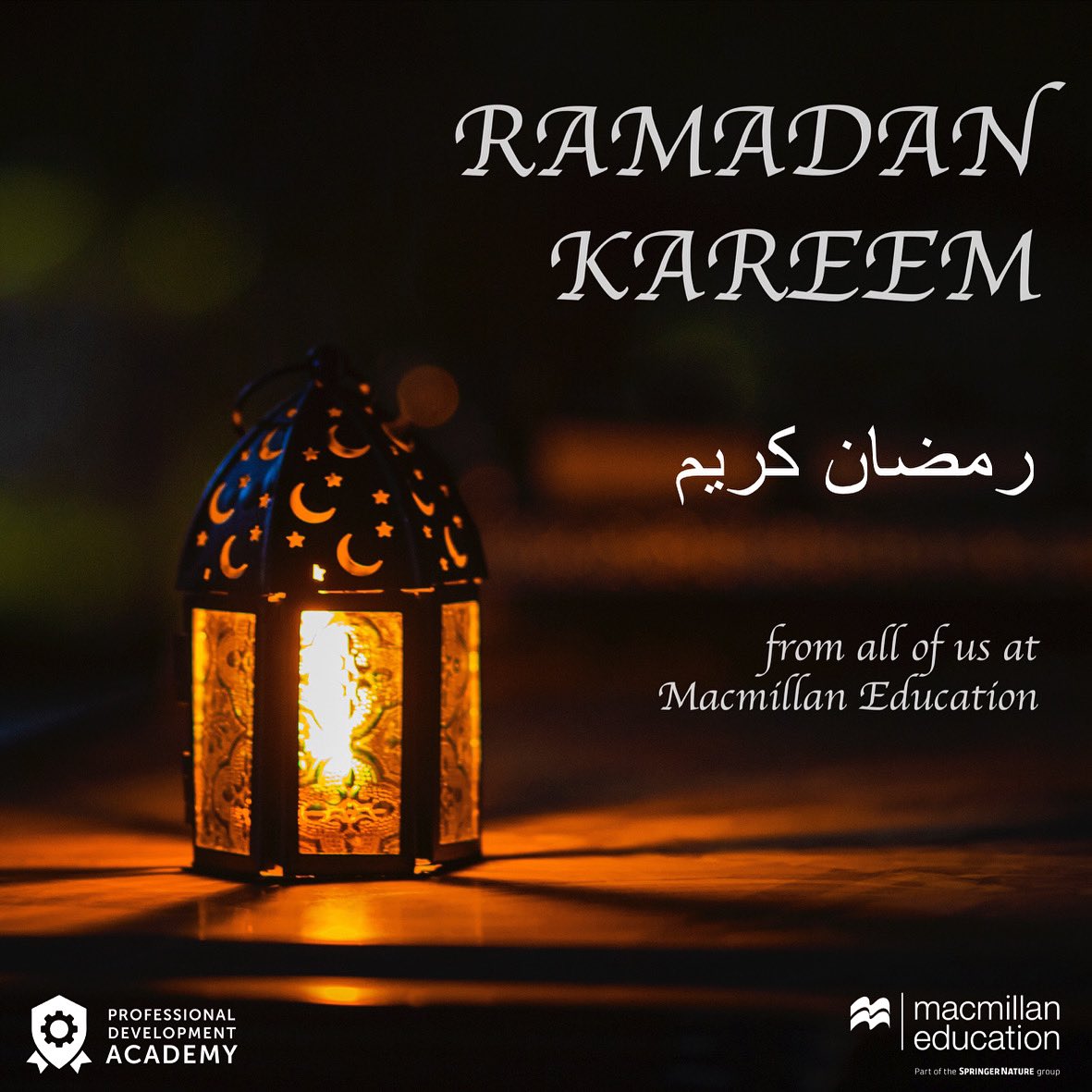 PdMena's tweet photo. Ramadan Kareem! On behalf of the MENA PD Academy and entire Macmillan Education family, we wish everyone a blessed month 🌙

#menapdacademy #macmillaneducationmena #ramadan2022 #ramadankareem #ramadanmubarak #advancinglearning https://t.co/A116xHk7TU