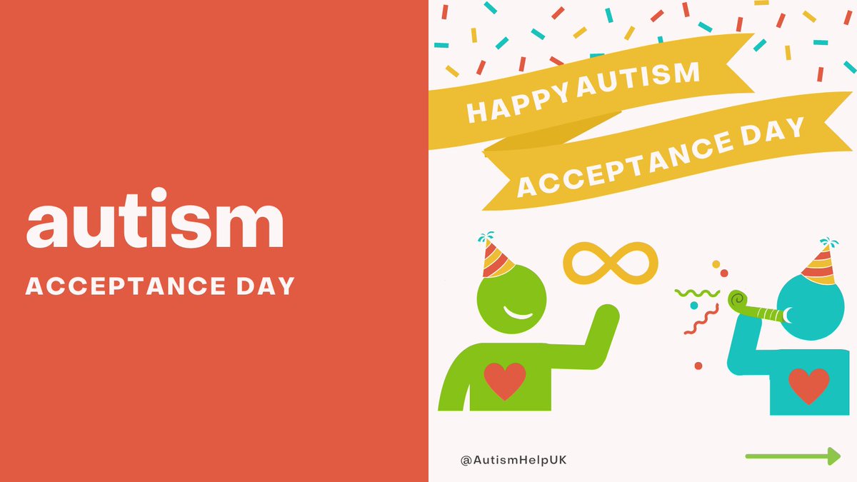AutismHelpUK's tweet photo. Happy #AutismAcceptanceDay! 🥳

This is a great opportunity for you to learn more about #autism!

There's still stigma around autism &amp; the best way to overcome this is through educating ourselves &amp; sharing with others ❤️

🧵1/5

#AutismHelpUK #ActuallyAutistic #AutismAcceptance https://t.co/R3cdv1kluK