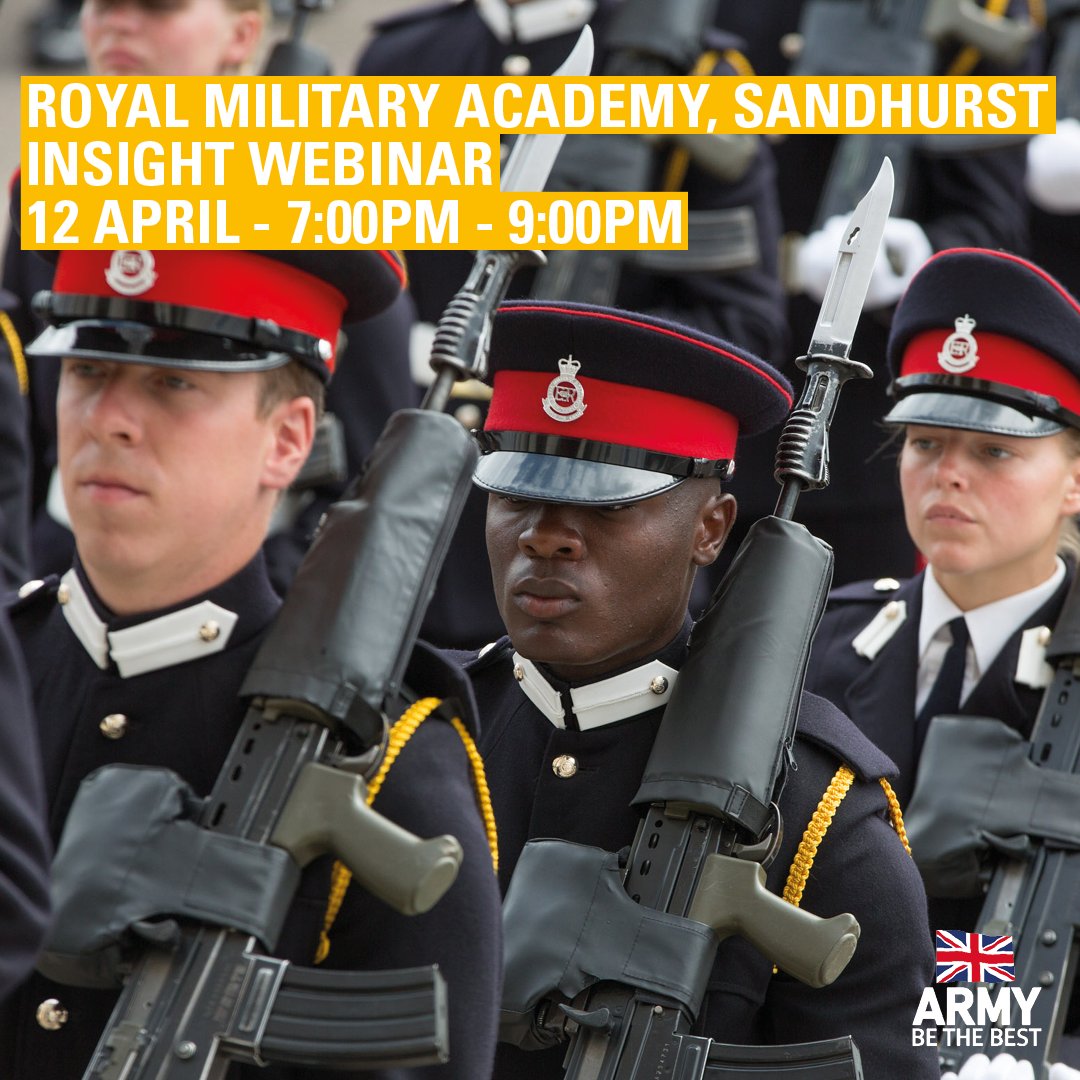 Secure your place for the next Royal Military Academy Sandhurst Officer insight webinar on the 12th of April 2022. 

us06web.zoom.us/webinar/regist… 

#career #military #army #graduate #postgradudate #BritishArmy