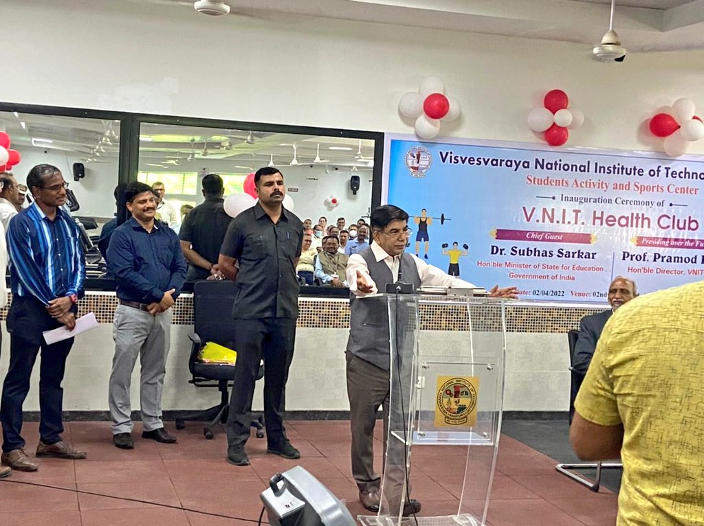 Drsubhassarkar's tweet photo. Visited @VNITN today and inaugurated Health Club in the campus. It will ensure the fitness and health of students and faculty members. https://t.co/CwBAojzObw