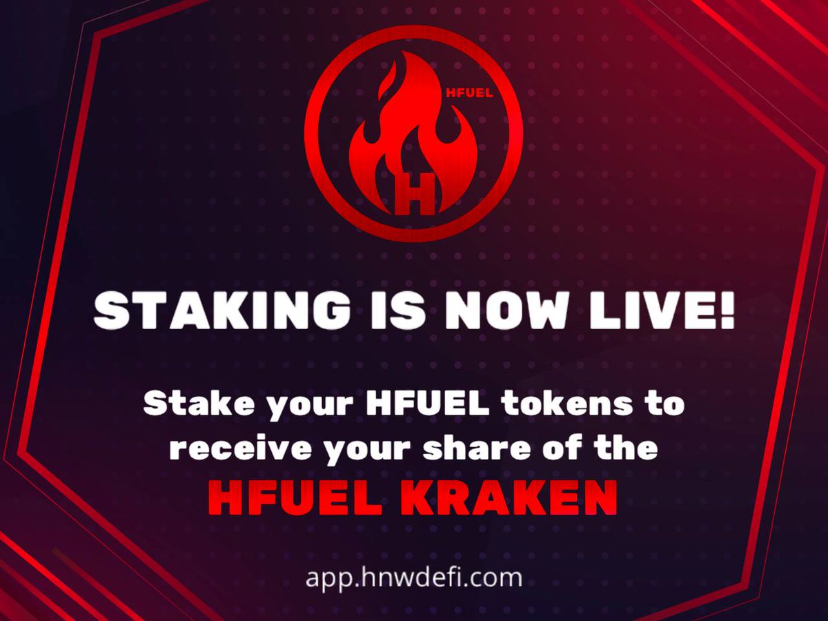 Official_HNW's tweet photo. HFUEL STAKING IS NOW LIVE!! Don't miss out on another opportunity for a chance to earn yourself another passive income generating asset in the @binance smart chain! 🔥

🔐HFUEL staking app : 
https://t.co/fF1TkFOVpF

#HNW #HighNetWorth #HFUEL #BSC https://t.co/havn9n1I6c
