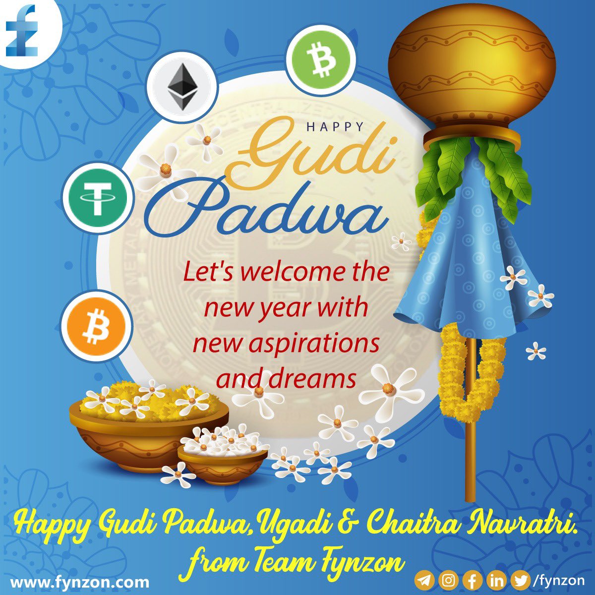 fynzonteam's tweet photo. Let's welcome the new year with new aspirations and dreams.
Happy Gudi Padwa,Ugadi & Chaitra Navratri.
from Team Fynzon.
#GudiPadwa #Ugadi #navaratri #NewYear #fynzon https://t.co/LXjL1Hk5bz