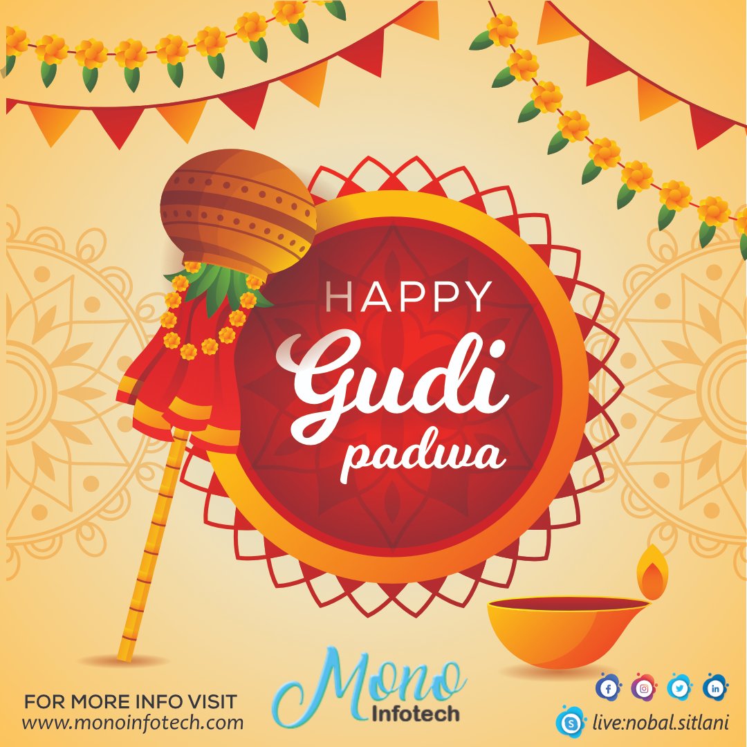 Happy Gudi Padwa!
May the festival of Gudi Padwa bring you luck, success and happiness.
Best wishes to you and your family.

🌐monoinfotech.com

#monoinfotech  #gudipadwa #gudipadwaspecial #padwa #gudi #happygudipadwa #gudipadwa2022  #festivalsofindia  #festivals
