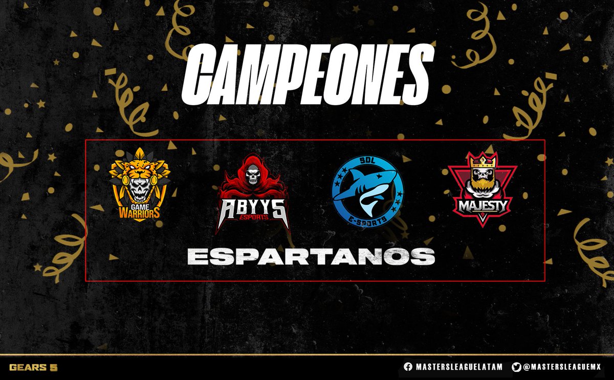 TENEMOS CAMPEON 🏆
Muchos lo esperaban 🔥
ESPARTANOS FELICIDADES 🎊
<a href="/MInfernuz/">Infernuz</a>  🏅
@spectralsdl 🏅
<a href="/joka6od/">Jokakolas xD</a>  🏅
@ISlifer_  🏅

#Gears5 #GearseSports #eSports