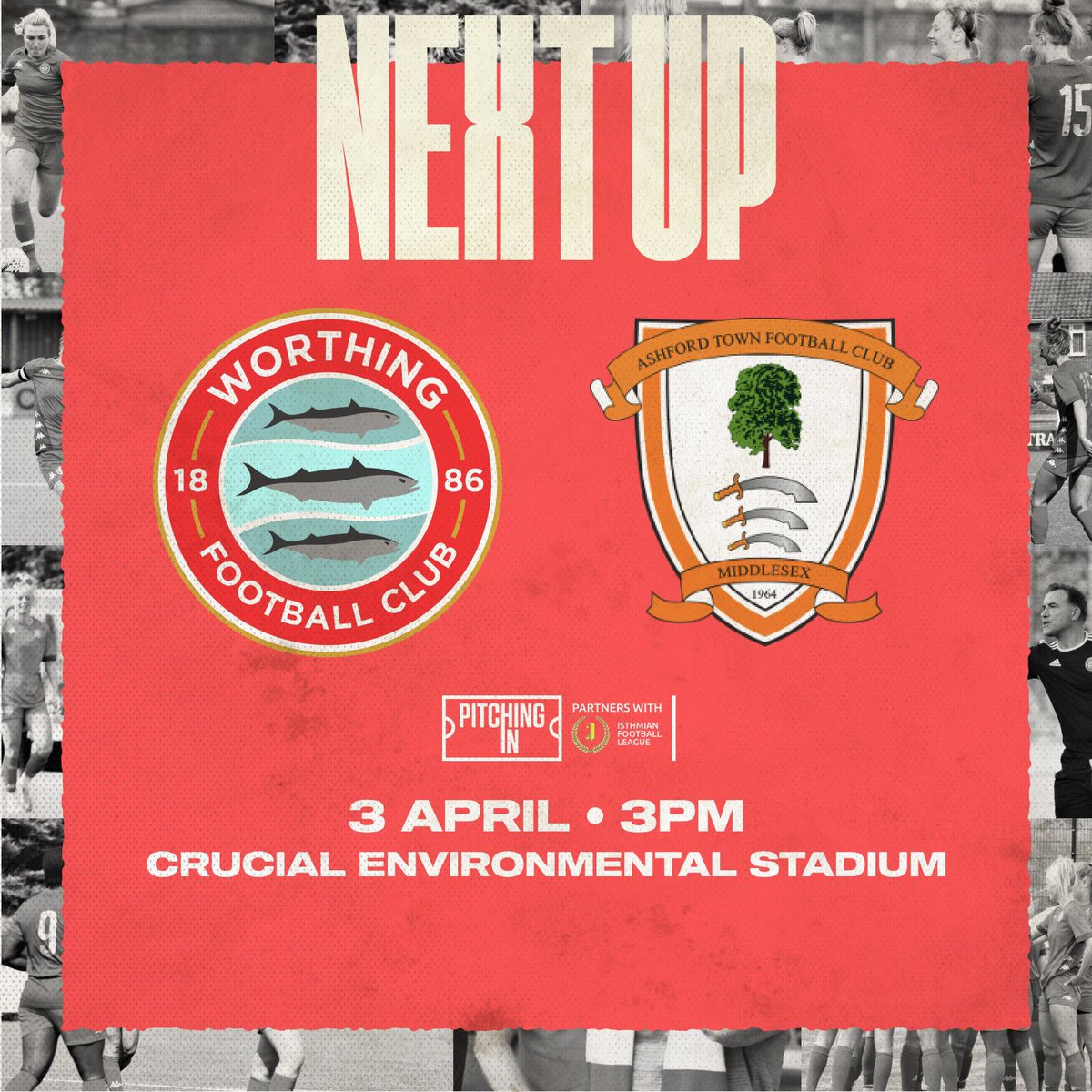 WorthingFCWomen's tweet photo. π Itβs WEEKEND timeβ¦
We host top of the league @AshfordWomens in our FINAL game of the season!
Unbeaten in the league since 5th Decβ¦can we make it one more π
Letβs get plenty of support down to Woodside for our last game of the season π©βπ©βπ¦βπ¦
#WORASH | #WeAreWorthing ππ΄ https://t.co/Fw0gPuKMPh