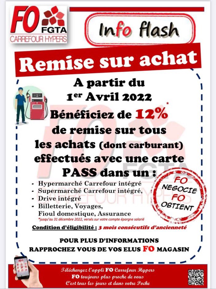 CyrilBoulay01's tweet photo. @fgtaFO @CarrefourGroup  Négocie, @force_ouvriere   obtient ! Pour le bien être des salariés ! #Pouvoirdachat #inflation #salariés 
#carrefourfrance #negociation #achats #remise #informations #fgtafo https://t.co/rZ0VcbmLrm