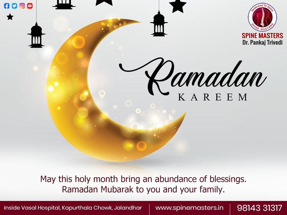 SpineMastersJal's tweet photo. Ramadan Kareem.
May this holy month bring an abundance of blessings. Ramadan Mubarak to you and your family.
#spinemasters #ramadan2022 #RamadanKareem #holymonth #ramadanmubarak #jalandhar #Punjab https://t.co/aDpoQLKDYJ