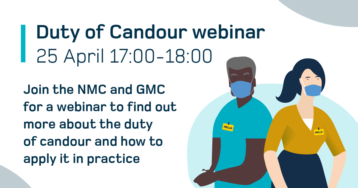 📺 Join our webinar with @gmcuk on Mon 25 April to learn about our refreshed duty of candour guidance and how to apply it in practice. Register here 👇 fal.cn/3nsOH