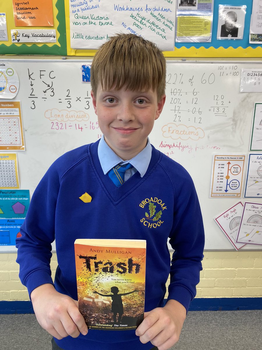 Broadoak_Year6's tweet photo. Well done to Harvey on your Dojo Dip win this week 🏆📖 Enjoy your new book 📕 https://t.co/NCYSiU05YL