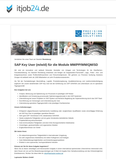 itjob24's tweet image. SAP Key User (m/w/d) für die Module MM/PP/WM/QM/SD
in Rendsburg
gesucht von #Lapmaster #Wolters GmbH

itjob24.de/jobs/sap-key-u…

  #it #jobs #stellenanzeigen
