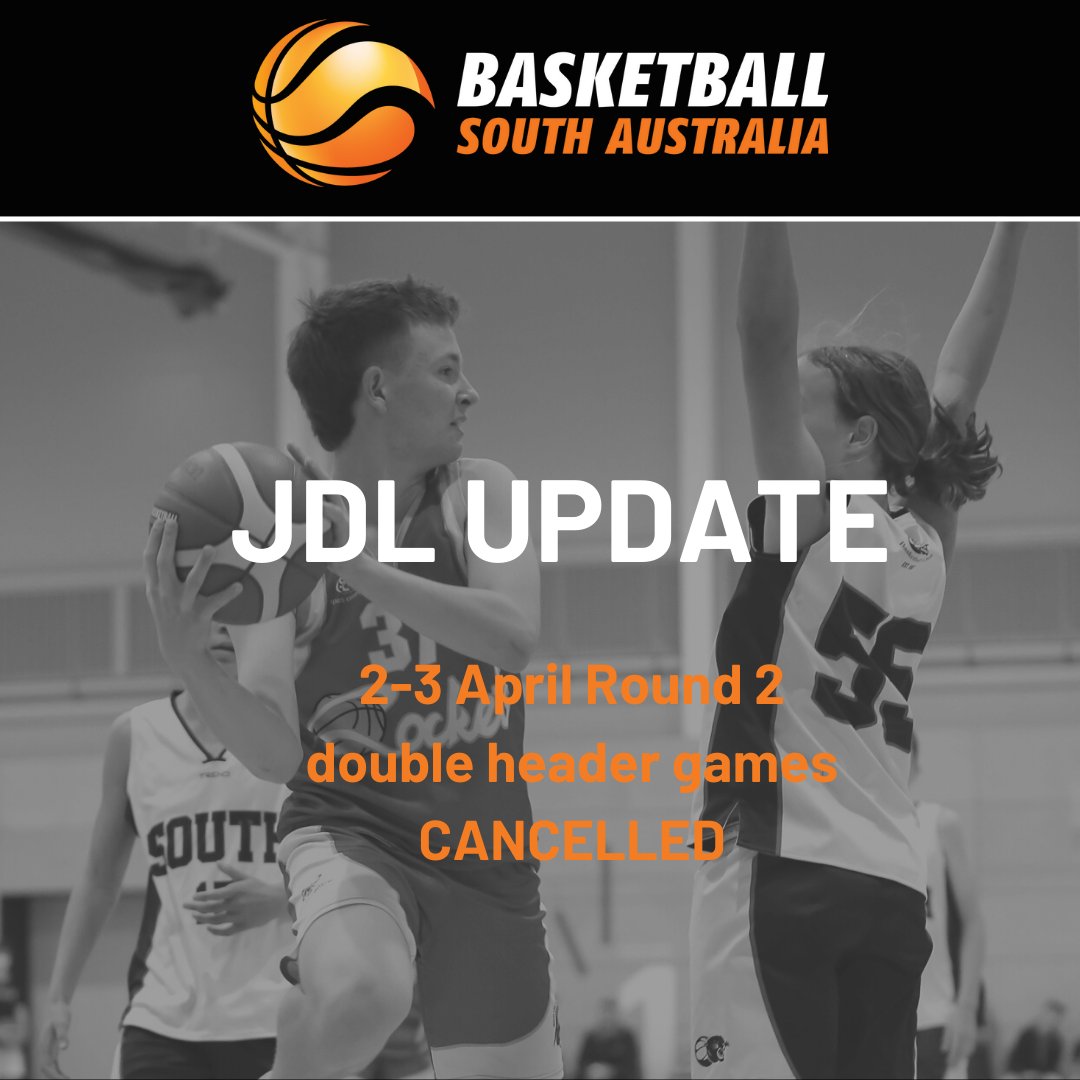 Basketball SA (@basketballsa_) on Twitter photo Due to the significant impact Covid-19 cases are having on our community members it is with deep regret that we have to cancel ALL Junior District League (JDL) Round 2 games (double header games). District members, please check your email for further information. Due to the significant impact Covid-19 cases are having on our community members it is with deep regret that we have to cancel ALL Junior District League (JDL) Round 2 games (double header games). District members, please check your email for further information.