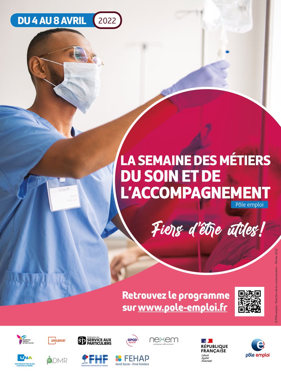 Semaine du soin et de l'accompagnement du 4 au 8 avril. Autour du #recrutement, de la #formation et de la découverte de #métiers, c'est plus de 60 actions organisées par les agences #pôleemploi #Occitanie et ses partenaires.  A découvrir sur  pole-emploi.fr/region/occitan…