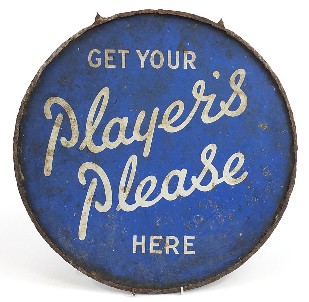 eastbourneauct's tweet photo. Our next Three Day Antiques, Collectables & General Sale starts Wednesday 12th April at 10am!
Lot 206 is this Circular Get Your Players Please Here, double sided enamel advertising sign.
View the catalogue here: https://t.co/yKhSbqS5qj
#playersplease #vintagead https://t.co/dlItHNlO6f