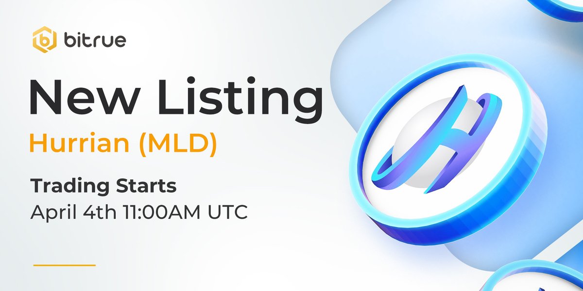 #HurrianNetwork $MLD is coming to Bitrue spot trading. @Hurriannetwork - Deposits are open right now - Trading starts 11:00 UTC on April 4th - Pairs are MLD/USDT Details - bit.ly/3uOi0BR