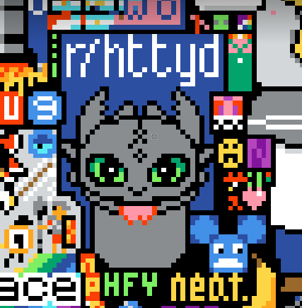 hictooth's tweet photo. We did it again! Toothless is currently on r/place, thanks and well done to everyone who helped.
Now the challenge is can we keep him on there until the 4th? https://t.co/vmjSaA6fli