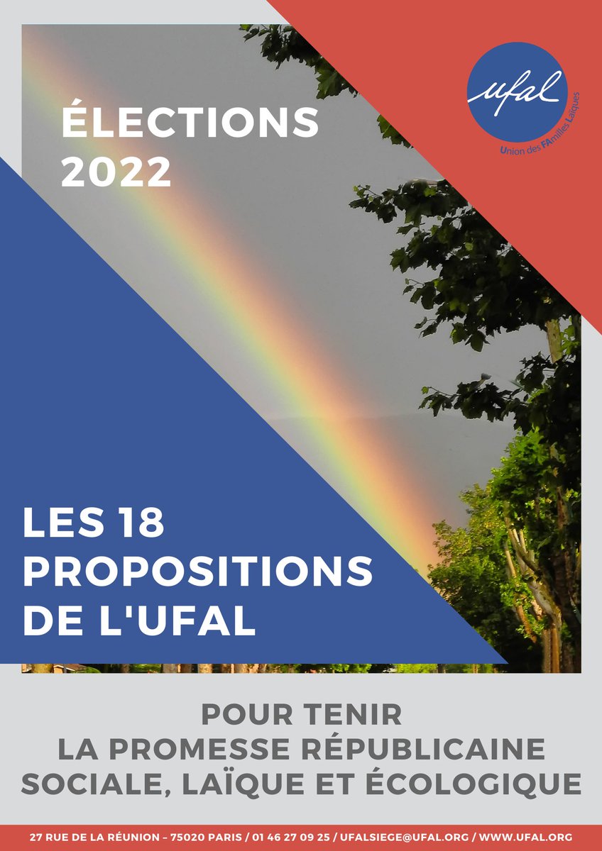 Christian Gaudray (@cgaudray) on Twitter photo #Elections2022 🗳️: les 18 propositions de l’ <a href="/Ufal_org/">UFAL — Union des FAmilles Laïques</a>  pour tenir la promesse républicaine sociale, laïque et écologique.
A télécharger ici ⤵️
ufal.org/wp-content/upl… #Elections2022 🗳️: les 18 propositions de l’ <a href="/Ufal_org/">UFAL — Union des FAmilles Laïques</a>  pour tenir la promesse républicaine sociale, laïque et écologique.
A télécharger ici ⤵️
ufal.org/wp-content/upl…