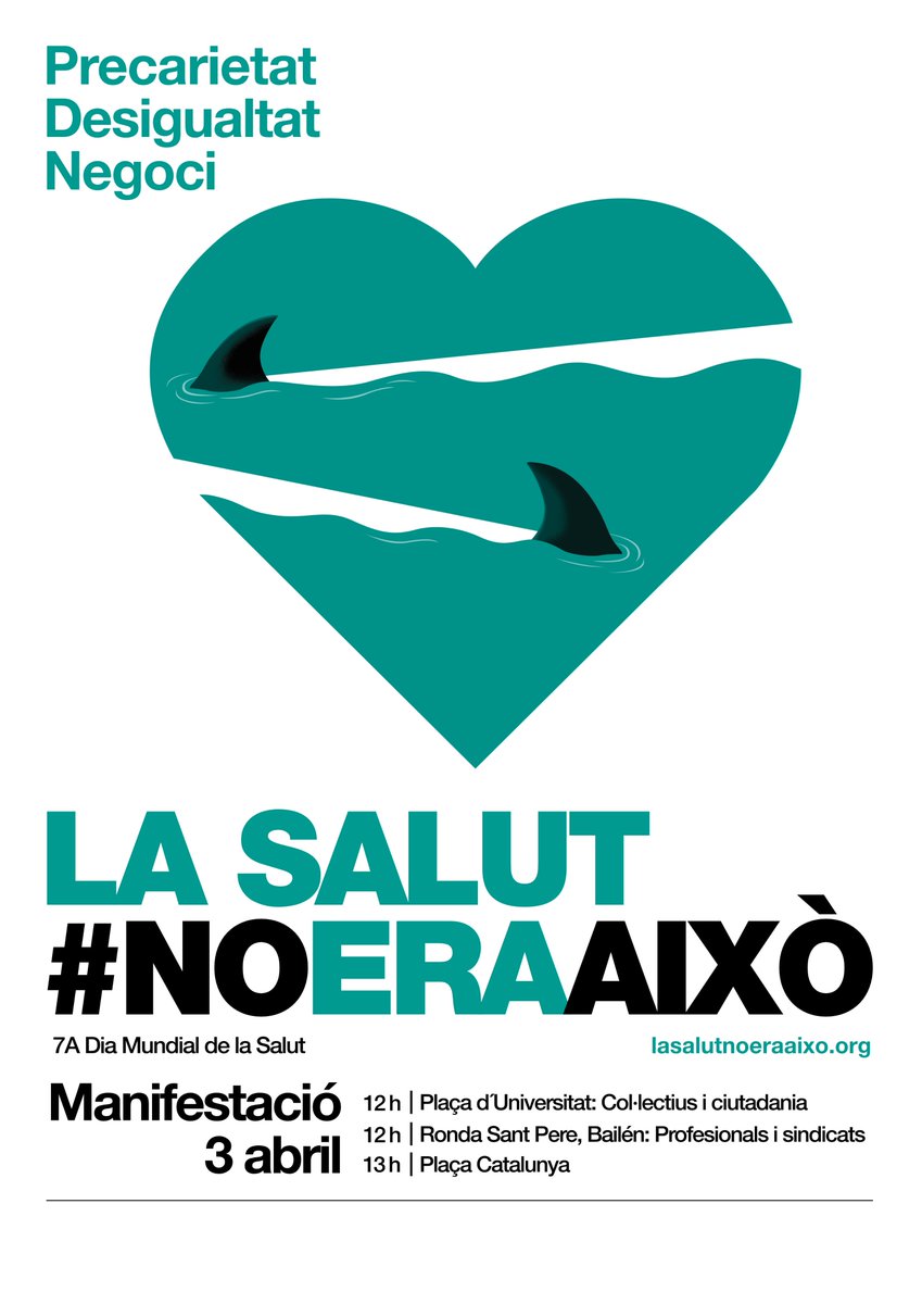 La defensa pel Dret a la Salut és també una lluita per la igualtat i la justícia social
Gaudir del dret a la salut no només consisteix a tractar malalties, sinó també en garantir unes condicions de benestar a tota la població

#NoEraAixò
#DiaMundialSalut