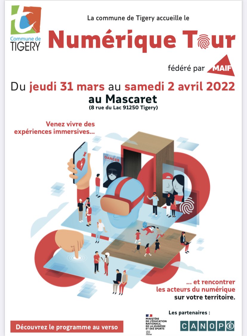FougerousseNat1's tweet photo. Le #NumeriqueTour fédéré par @maif fait une escale en #Essonne au Mascaret à Tigery: il est encore temps ce samedi 2/04 jusqu’à 18h.
Atelier « Osons les risques numeriques » @Prevention_MAIF / ateliers programmation 👨🏻💻💻etc…
Le #numerique pour tous 👦👧👴🏼👵🏻 https://t.co/GamRUqM8UV