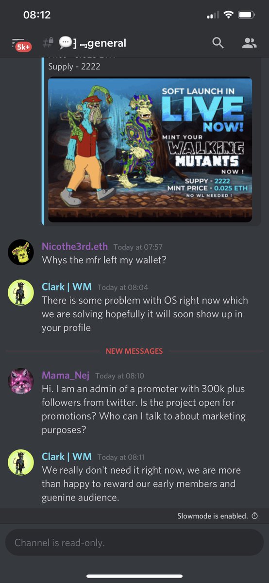 Nicothe3rd's tweet photo. @GavinW00Ds if I was talking shit then tell me? I minted one as well. But you did delete the tweet
The fact you’ve blocked me says it all though. And they’ve muted me from the server. 🚩 everywhere. DO NOT MINT @walking_mutant!! Spread the word people
#Rugged #NFT #WalkingMutant https://t.co/GzO603tdi3