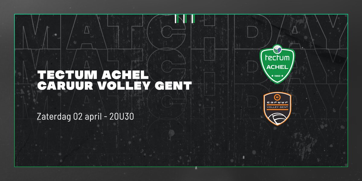 Tectum_Achel's tweet photo. ‼️ MATCHDAY ‼️

➡️ Tectum Achel – Caruur Volley Gent

⏰ 20u30

📺 Te volgen via livestream: https://t.co/pFLRuJmWzD https://t.co/0Y7Mzp17fJ