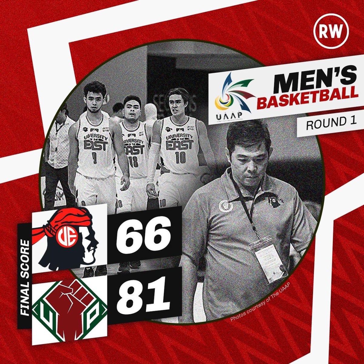 RWconnects's tweet photo. FINAL: The University of the East (UE) Red Warriors have earned their fourth consecutive defeat at the hands of the University of the Philippines (UP) Fighting Maroons, 66-81, in the UAAP Season 84 Men’s Basketball Tournament.

#BeyondConnections #BackOnTrack
#FullyAlive https://t.co/4vNT28HBzn