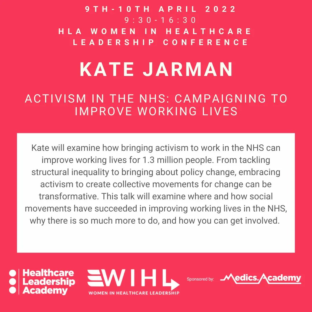 Women in Healthcare Leadership (@womeninhl) on Twitter photo @drjanetwallace <a href="/JennyRalls/">Jenny Ralls</a> <a href="/OrthopodReg/">Simon Fleming 🛠</a> @KateBurkeNHS are few of our amazing speakers of our upcoming
<a href="/HLA_int/">The HLA</a> x <a href="/WomeninHL/">Women in Healthcare Leadership</a> conference 2022
Interested in learning more about #PushingTheBoundaries in #Healthcare ?
Sign up here: medics.academy/courses/Women-…
Date:9-10 April 2022
#WIHL @drjanetwallace <a href="/JennyRalls/">Jenny Ralls</a> <a href="/OrthopodReg/">Simon Fleming 🛠</a> @KateBurkeNHS are few of our amazing speakers of our upcoming
<a href="/HLA_int/">The HLA</a> x <a href="/WomeninHL/">Women in Healthcare Leadership</a> conference 2022
Interested in learning more about #PushingTheBoundaries in #Healthcare ?
Sign up here: medics.academy/courses/Women-…
Date:9-10 April 2022
#WIHL