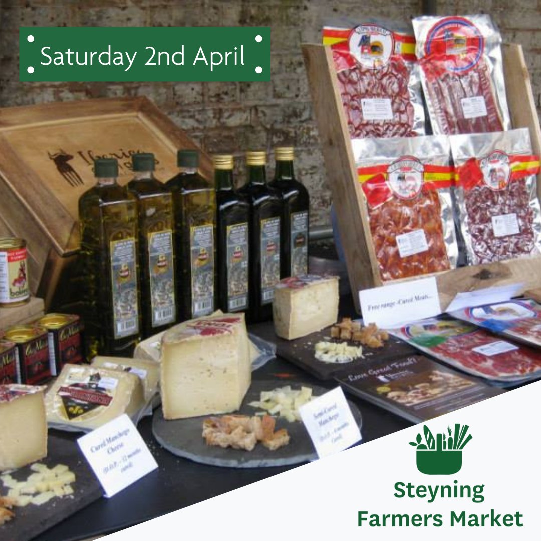 Today, Saturday, 2nd of April, find us at Steyning Farmers Market @steyningfarmersmarket. 👩‍🌾👨‍🌾
👉Look for Iberica Spanish Food. Authentic Spanish charcuterie, cheeses, olives, potato crisps, oil and much more! 

#shoplocal #farmersmarket #steyning #steyningchamber