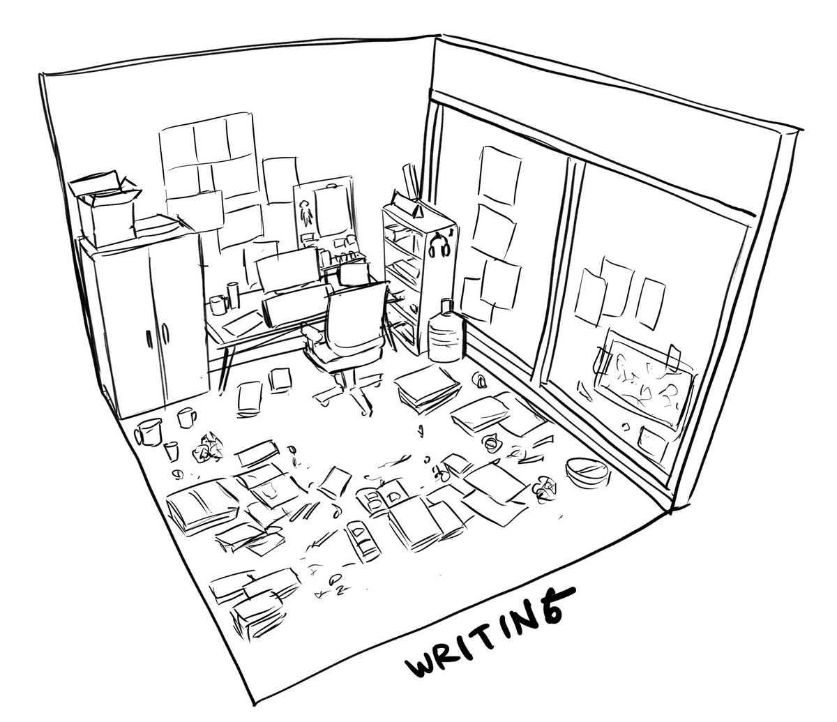 My room when I //just// drawing my comic VS when I start planning/writing a new story... haha;;; 