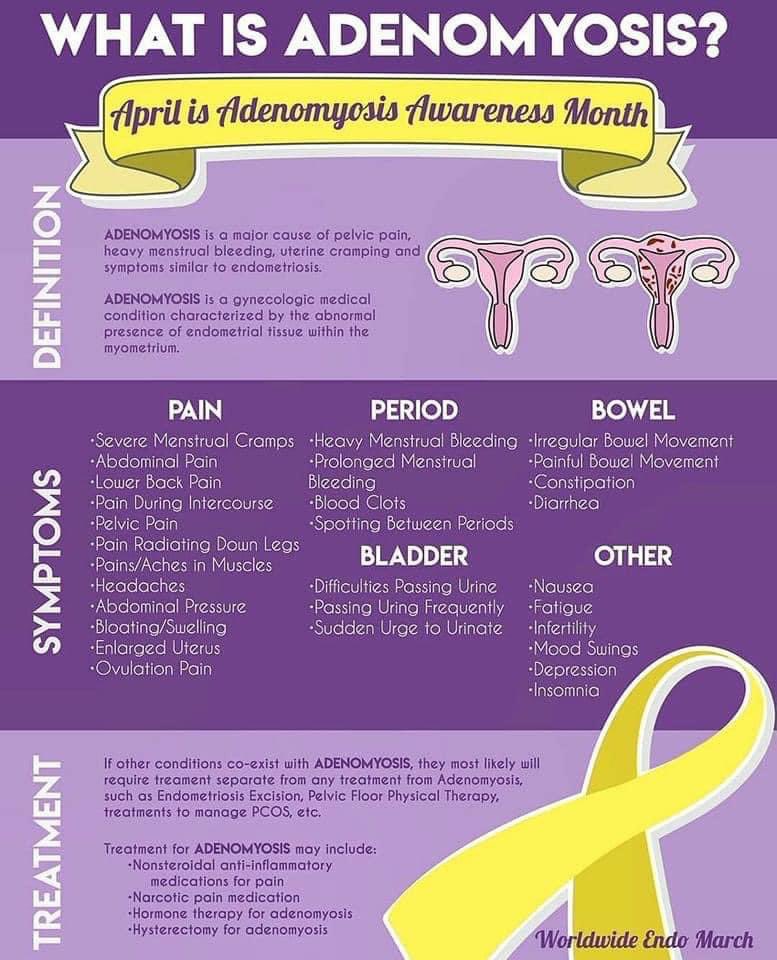 Adenomyosis awareness month 💜

If you have any symptoms then please see a GP. Keep going to a GP until you get help.  #adenomyosis #adenomyosisawarenessmonth