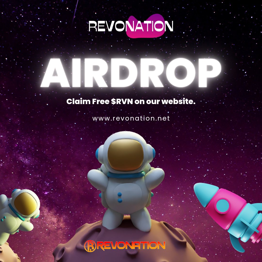 RevoNations's tweet photo. 📢 #RevoNation giveaway Airdrop🚀

To enter：
1⃣ RT &amp; LIKE &amp; Tag 3 friends
2⃣ Follow @RevoNation
3⃣ Follow @Binance
4⃣ Leave your #BSC Wallet Address below👇

#Airdrop #Airdrops #Giveaway #RevoNation https://t.co/dk5eOdzt4p