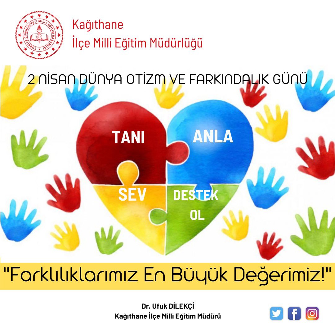 🧩 2 Nisan Dünya Otizm Farkındalık Günü 
#Otizimfarkındalıkgünü
<a href="/tcmeb/">Millî Eğitim Bakanlığı</a> <a href="/istanbulilmem/">İstanbul İl Millî Eğitim Müdürlüğü</a> <a href="/dilekciufuk/">Dr. Ufuk DİLEKÇİ 🇹🇷</a>