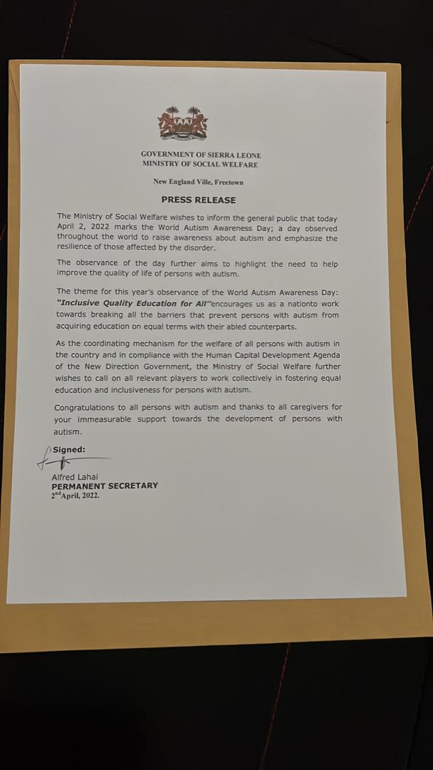 Sierra Leone Autistic Society tweet media
