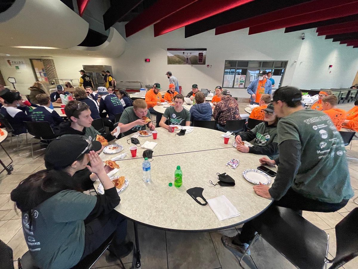 On Friday the drive team, human player, technician, and pit crew got a head start lunch then went back to work!
