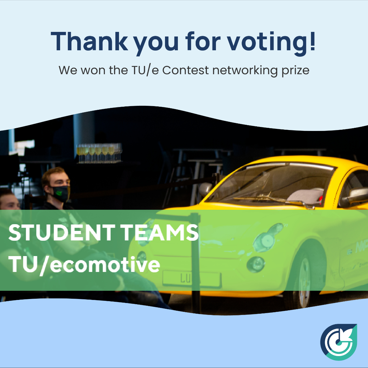 Thank you for voting!

We can proudly say we are the official winners of the networking prize of the 2022 TU/e contest. Thank you all so much for your support! 

Follow our socials to keep up to date with our progress in the TU/e contest and way more!