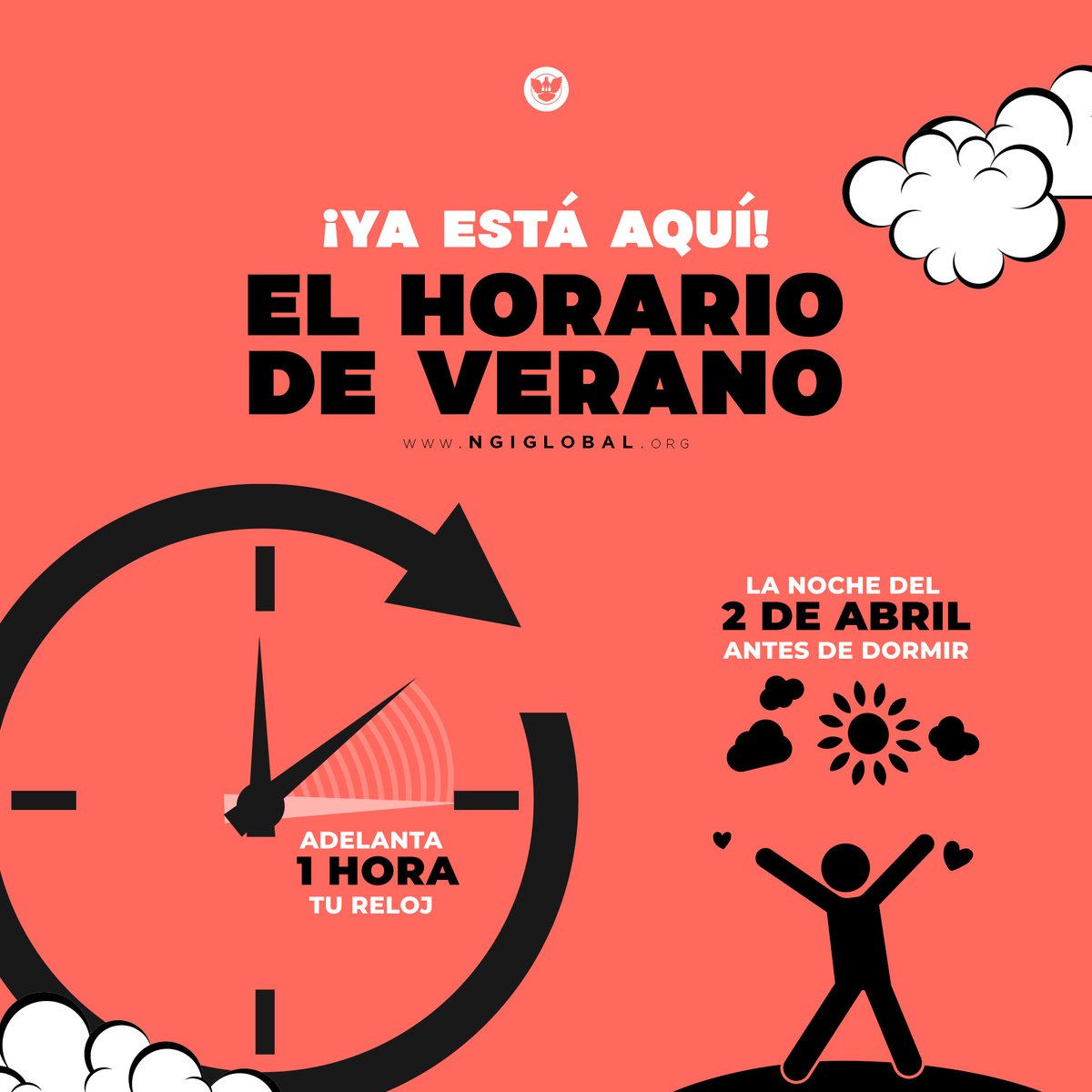 NGInternacional's tweet photo. El #HorariodeVerano ☀️ ya está aquí, así que la noche del 2 de Abril #ADELANTA 🕑 tu reloj #1Hora

#NGIGlobal #NGITuCasa #Villahermosa #Tabasco https://t.co/kPihDk6RJQ