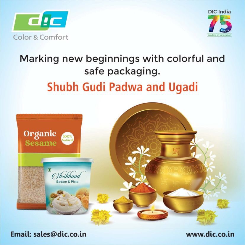 dic_india's tweet photo. May the auspicious beginnings of #Ugaadi and #GudiPadwa bestows the blessings of prosperity, good health and happiness on your loved ones. Celebrate the occasion with delightful delicacies secured with safe packaging.
.
.
.
.
.
.
#HappyGudiPadwa #gudipadwa #dicindia #PrintingInk https://t.co/NL6viaYTYJ