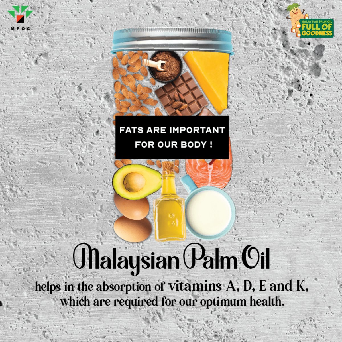 #MalaysianPalmOil helps in the absorption of Vitamins A, D, E, and K. All of these #vitamins are required for our optimum health.

#MSPO #FullOfGoodness #minyaksawit #sawit #mampan #sustainable #sustainability #VitaminA #VitaminD #VitaminE #VitaminK #optimumhealth #stayhealthy https://t.co/ZljHgGsduF