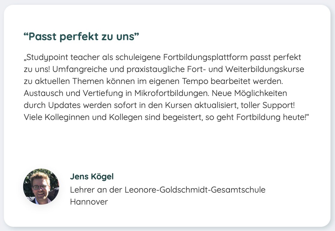 STUDYPOINT teacher (@studypointteach) on Twitter photo Rechtzeitig vor unserem Osterspezial hat die Homepage studypoint-teacher.de ein kleines Update bekommen. Die Schule von <a href="/JensKogel/">Jens Kögel</a> arbeitet schon seit ein paar Monaten mit unserer Fortbildungsplattform.
In der Osterwoche kommt dann unsere Ostereiersuche. #twitterlehrerzimmer Rechtzeitig vor unserem Osterspezial hat die Homepage studypoint-teacher.de ein kleines Update bekommen. Die Schule von <a href="/JensKogel/">Jens Kögel</a> arbeitet schon seit ein paar Monaten mit unserer Fortbildungsplattform.
In der Osterwoche kommt dann unsere Ostereiersuche. #twitterlehrerzimmer