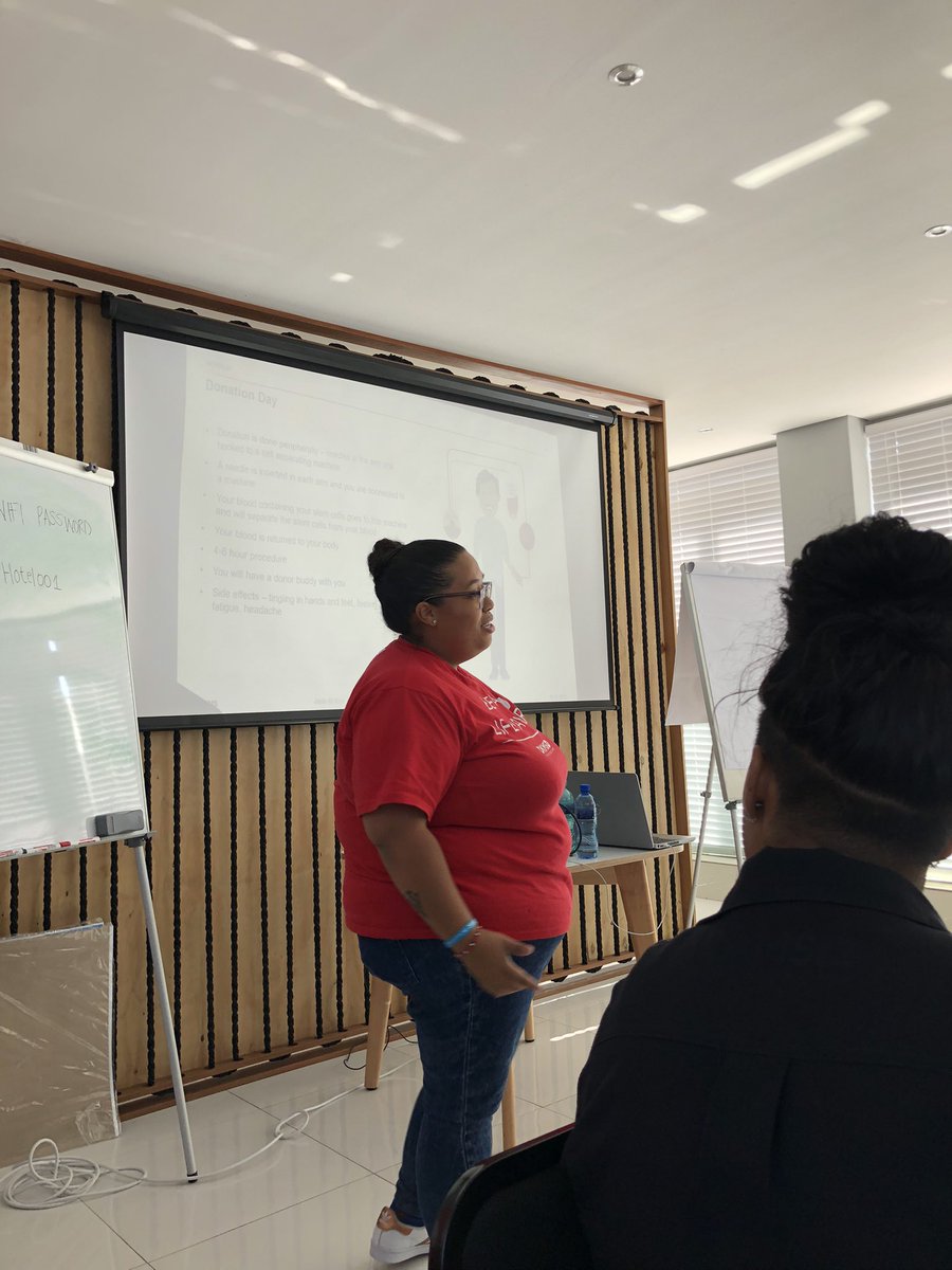 dkms_africa's tweet photo. Jaide McKriel explains the blood stem cell transplant process: 

Frequently Ask Question: Does it hurt? Will you drill into my bones? 🤷🏽‍♀️

Fun fact: In South Africa, we use the peripheral method. We don’t drill into your bones. There is no surgery involved. https://t.co/zDDOfn0lqq