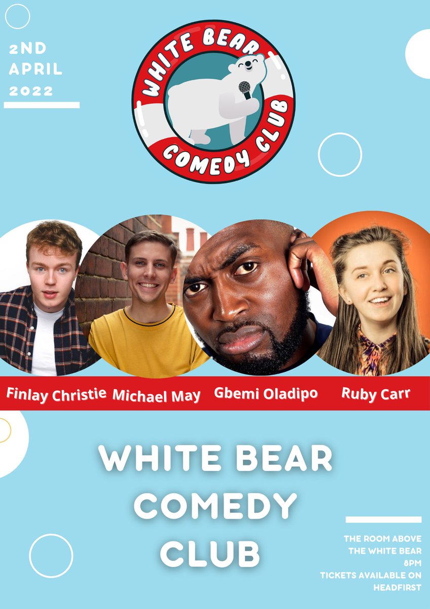 My gig White Bear Comedy Club is on tonight with this absolutely batshit good lineup. So excited - get involved! Few tickets left and are available here! hdfst.uk/E72619