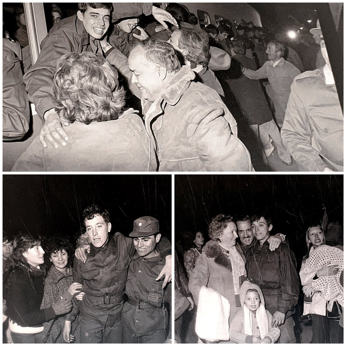 marcelopasetti's tweet photo. De noche y pràcticamente a escondidas volvieron a la ciudad en junio del 82 nuestros ex combatientes. El tiempo logró que hoy tengan su merecido reconocimiento. Fotos archivo de @lacapitalmdq https://t.co/JzSFZYYpJU