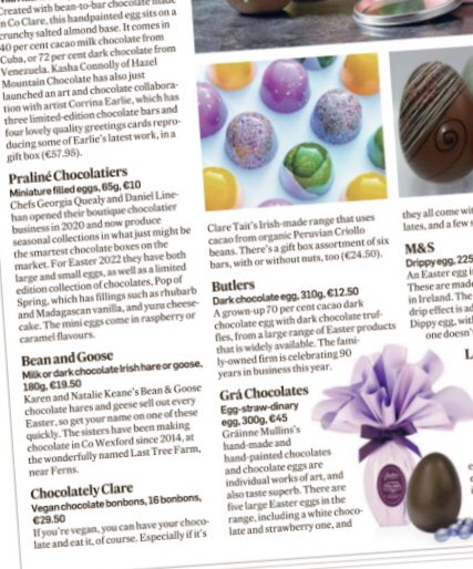 BOARDMANV's tweet photo. Thank you @mcdigby @IrishTimesMag
Two of our fav Irish owned chocolate brands in todays magazine @ButlersChocs @praline_choc #irishbusinesses #vbpr #EasterBunny https://t.co/k5GjWiaRN2