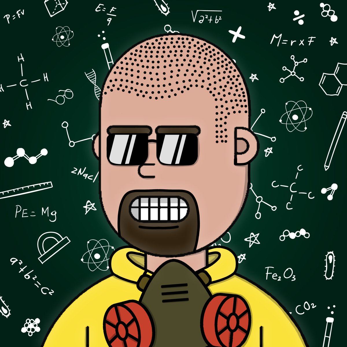 Walter White is an intelligent man and an extremely brilliant scientist. So much so, that he manages to 'cook' the purest methamphetamine ever produced, the famous and highly coveted blue meth.
Breaking Bad x PSSSSD🧪
<a href="/ThePossessedNFT/">pssssd</a> <a href="/tmw_buidls/">tmw</a> <a href="/whatthefurr/">Joe (c,c,c)</a> 
#pssssdfanart