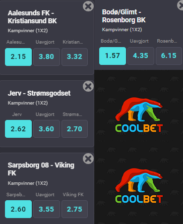 SpillInn's tweet image. Norsk fotball er endelig tilbake, så da kjører vi konkurranse.

For å delta:

✅❤️eller RT
✅I hvilke av disse kampene (som vi har lansert spill i på podkasten) blir det hjemmeseier?

Vi trekker én vinner (med Coolbet-konto) som får 500,- i oddsbonus inn på sin konto.