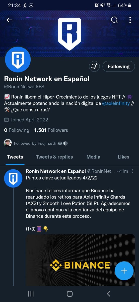 ClydeConserman's tweet photo. @AxieLuck @RoninNetworkES Done! 😍 https://t.co/fJRTtBE7RW