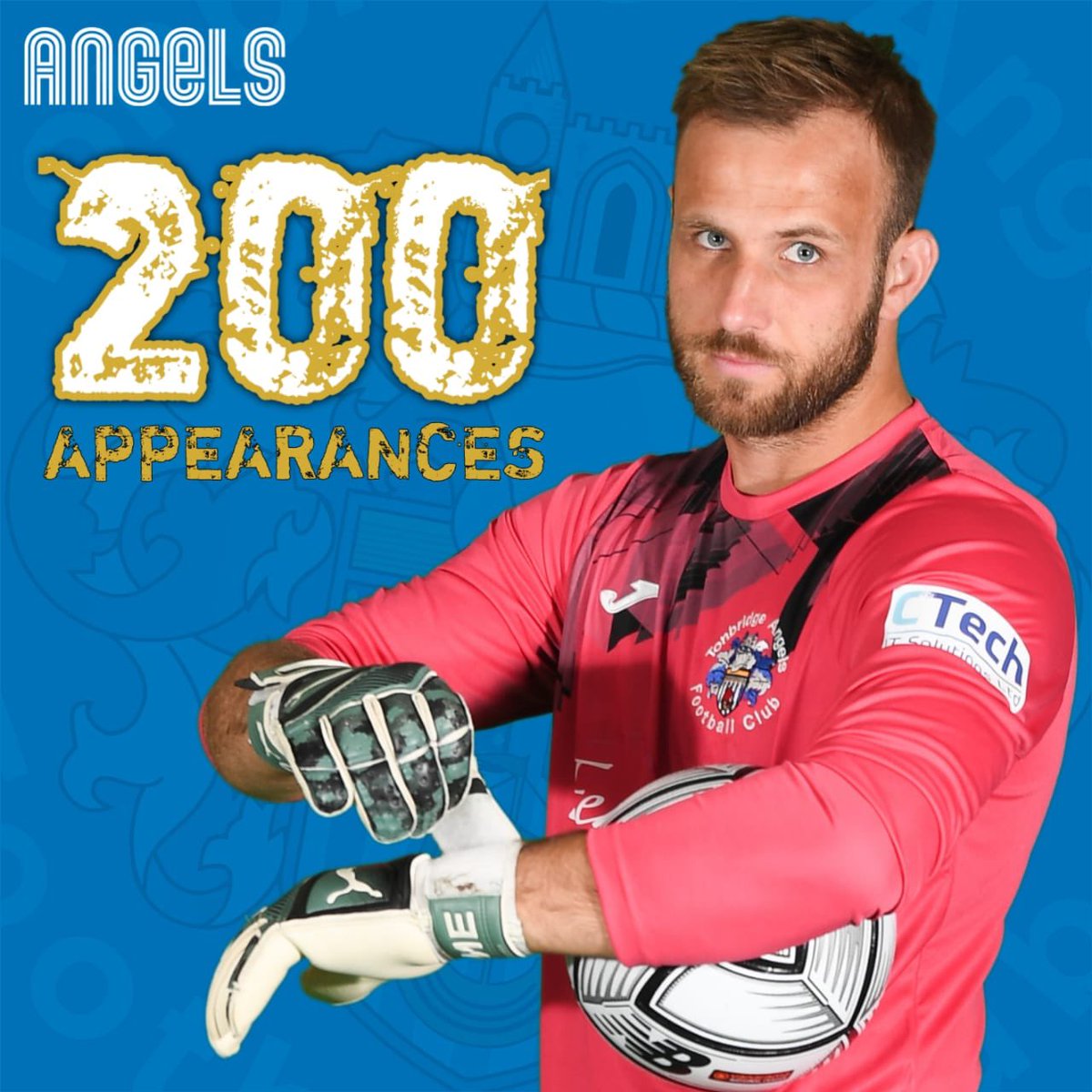 tonbridgeangels's tweet photo. 😇 | Congratulations to Jonny Henly who makes his 200th appearance for the Angels this afternoon! 👏👏👏

#hedrinksthevodka https://t.co/om6Zwt6ZEs